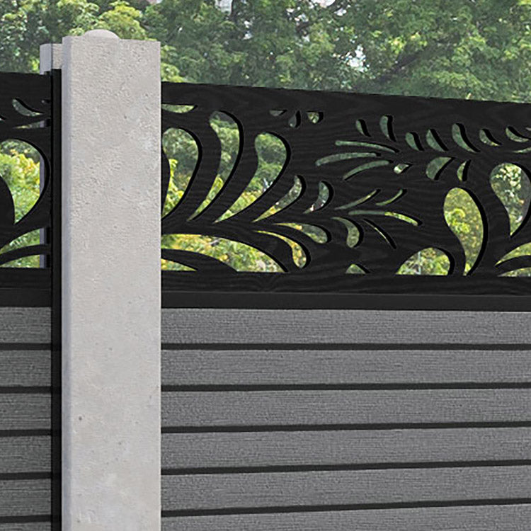 Hudson Petal Fence Panel - Mid Grey - for existing concrete posts