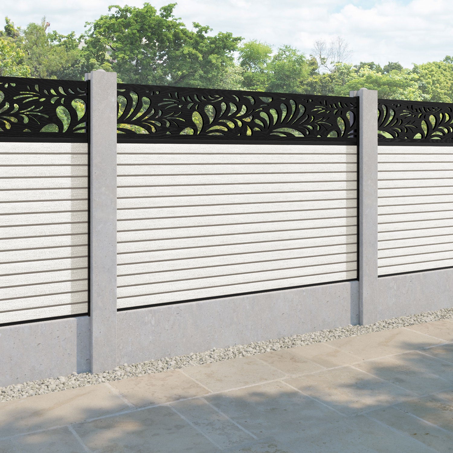 Hudson Petal Fence Panel - Light Stone - for existing concrete posts