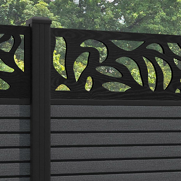 Hudson Plume Fence Panel - Dark Grey - with our aluminium posts