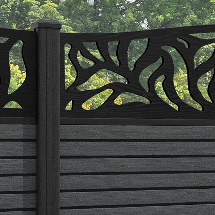 Hudson Plume Curved Top Fence Panel - Dark Grey - with our composite posts