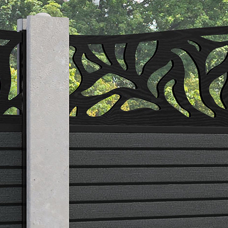 Hudson Plume Curved Top Fence Panel - Dark Grey - for existing concrete posts