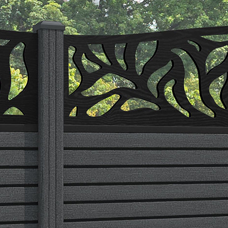 Hudson Plume Curved Top Fence Panel - Dark Grey - with our composite posts