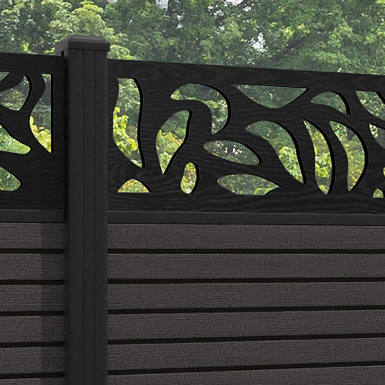 Hudson Plume Fence Panel - Dark Oak - with our aluminium posts
