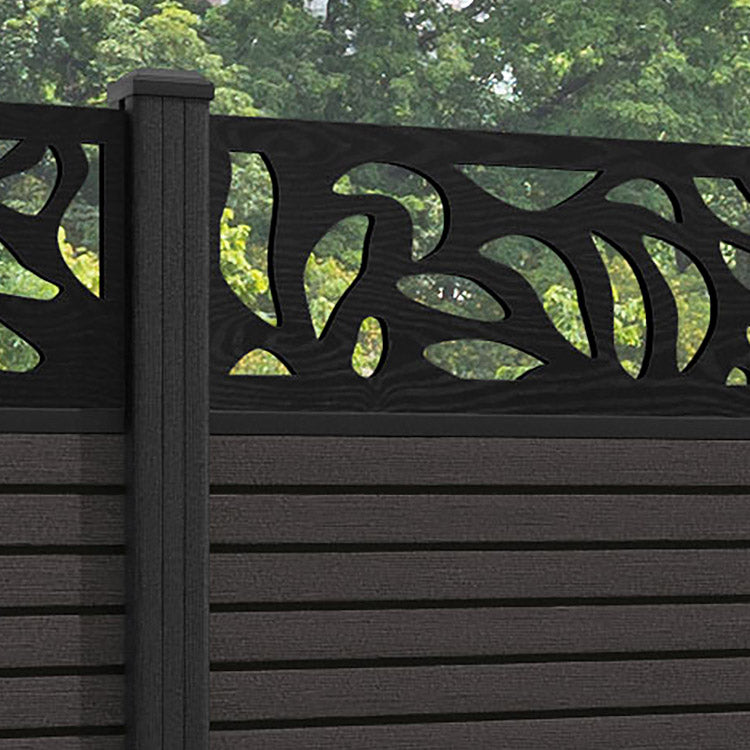 Hudson Plume Fence Panel - Dark Oak - with our composite posts