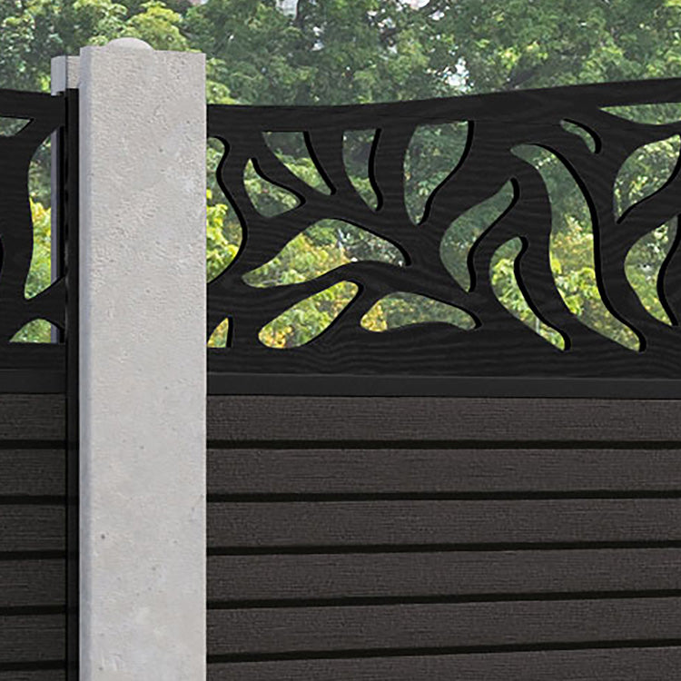 Hudson Plume Curved Top Fence Panel - Dark Oak - for existing concrete posts