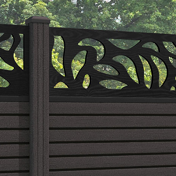 Hudson Plume Fence Panel - Dark Oak - with our composite posts
