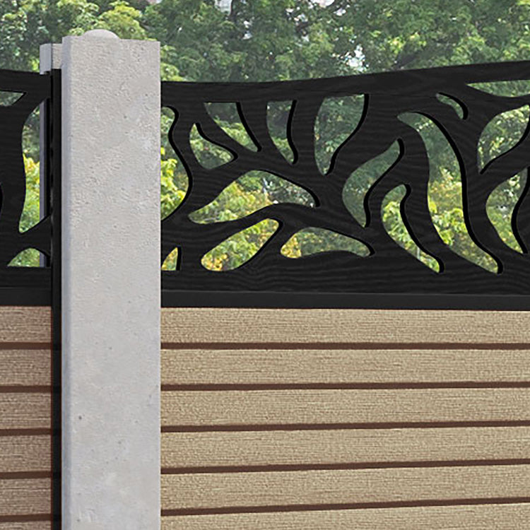 Hudson Plume Curved Top Fence Panel - Light Oak - for existing concrete posts