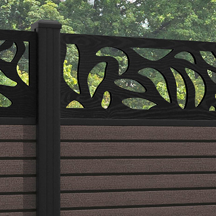 Hudson Plume Fence Panel - Mid Brown - with our aluminium posts