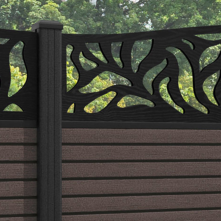 Hudson Plume Curved Top Fence Panel - Mid Brown - with our composite posts