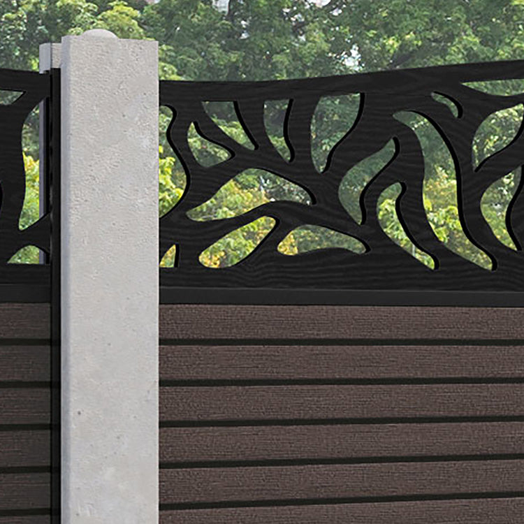 Hudson Plume Curved Top Fence Panel - Mid Brown - for existing concrete posts