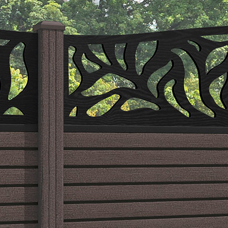 Hudson Plume Curved Top Fence Panel - Mid Brown - with our composite posts
