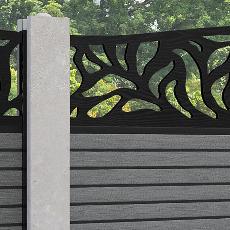 Hudson Plume Curved Top Fence Panel - Mid Grey - for existing concrete posts