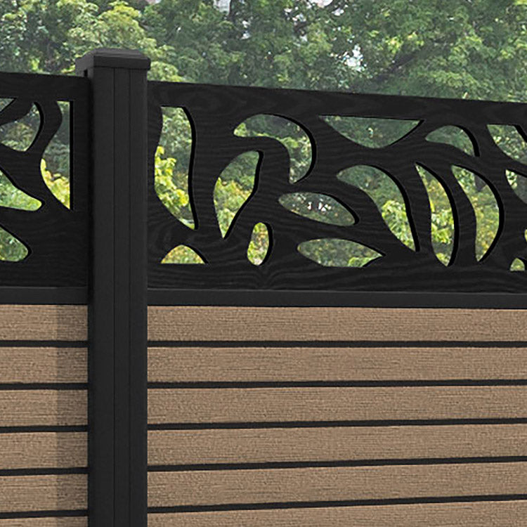 Hudson Plume Fence Panel - Teak - with our aluminium posts