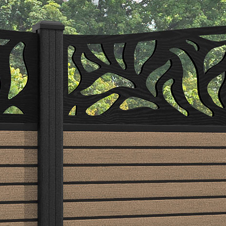 Hudson Plume Curved Top Fence Panel - Teak - with our composite posts