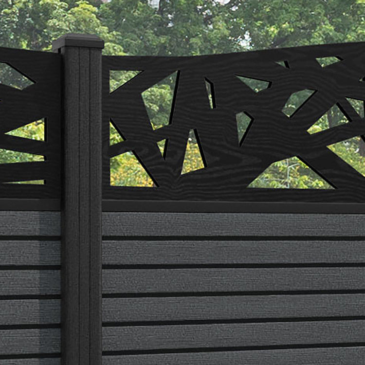 Hudson Prism Curved Top Fence Panel - Dark Grey - with our composite posts