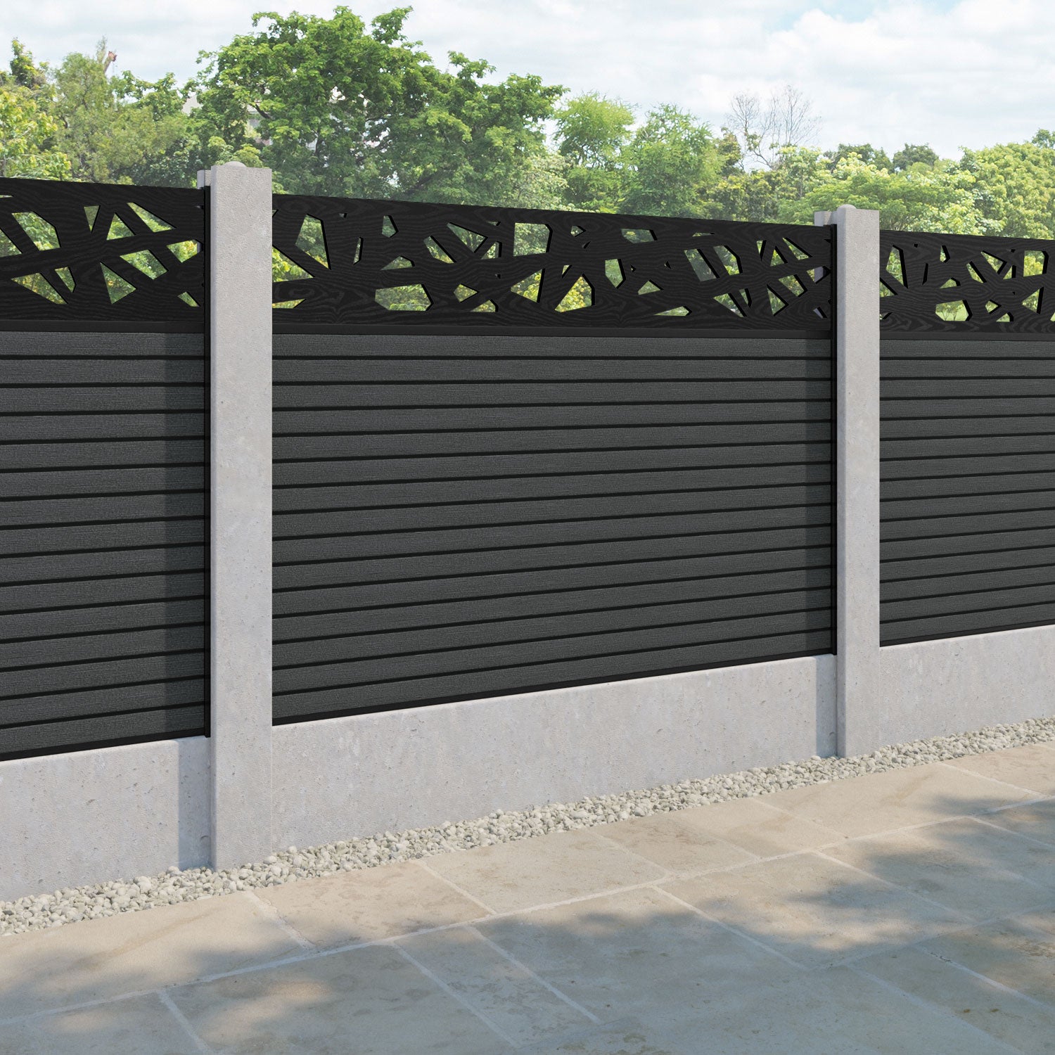 Hudson Prism Fence Panel - Dark Grey - for existing concrete posts