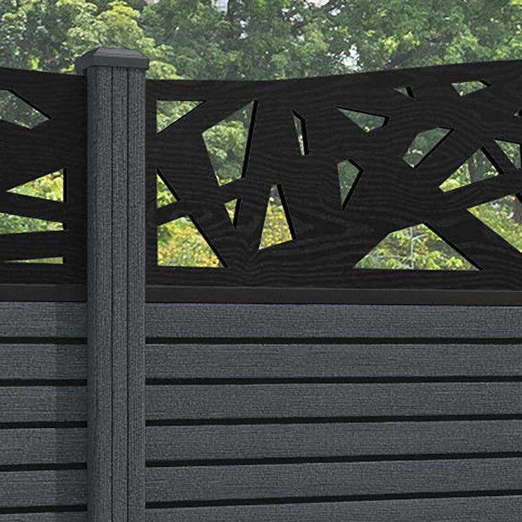 Hudson Prism Curved Top Fence Panel - Dark Grey - with our composite posts