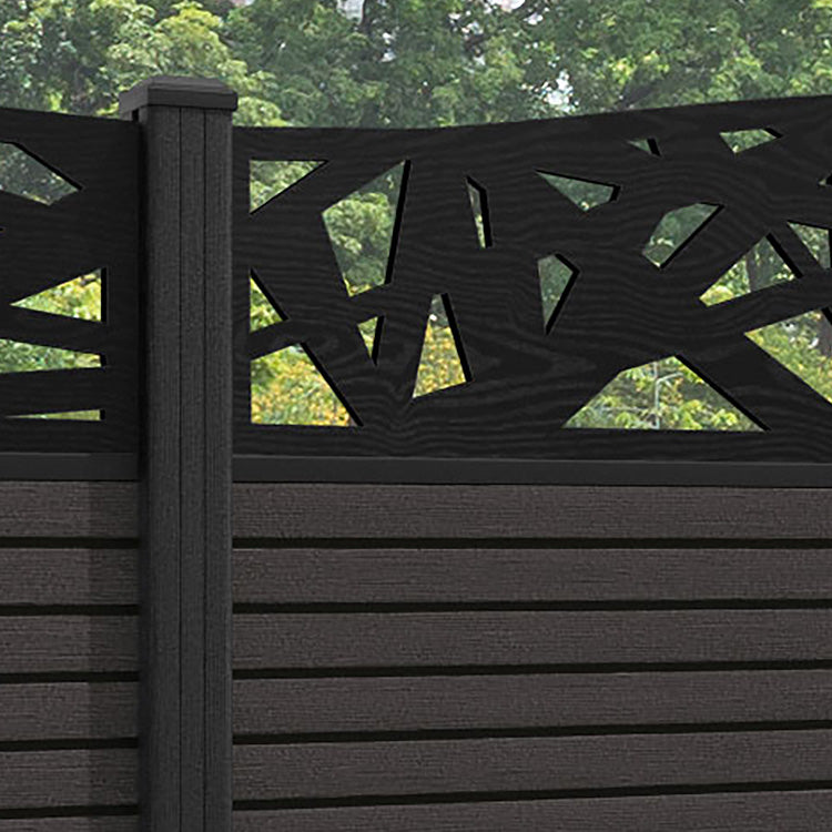 Hudson Prism Curved Top Fence Panel - Dark Oak - with our composite posts