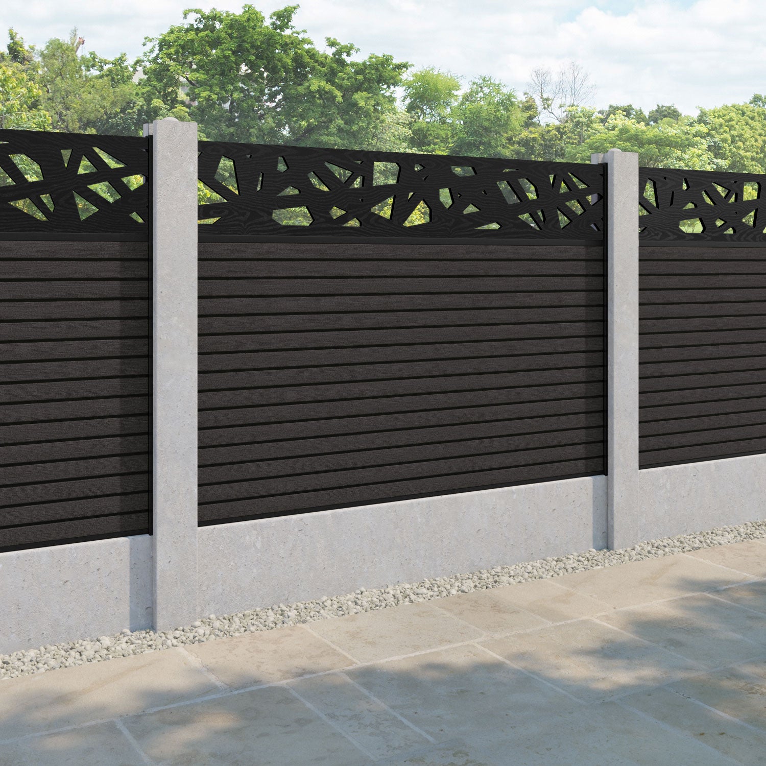 Hudson Prism Fence Panel - Dark Oak - for existing concrete posts
