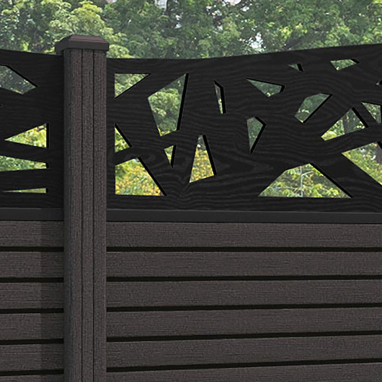 Hudson Prism Curved Top Fence Panel - Dark Oak - with our composite posts