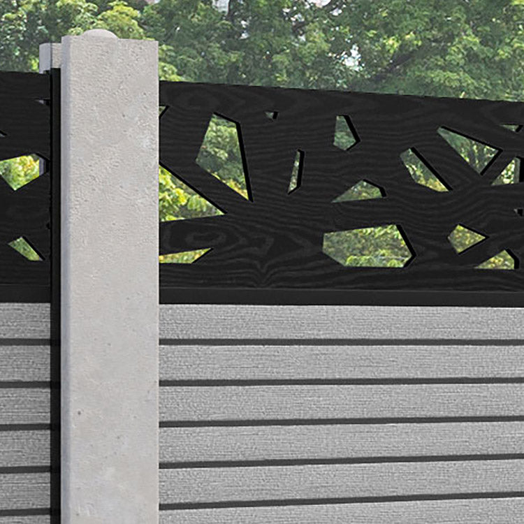 Hudson Prism Fence Panel - Light Grey - for existing concrete posts
