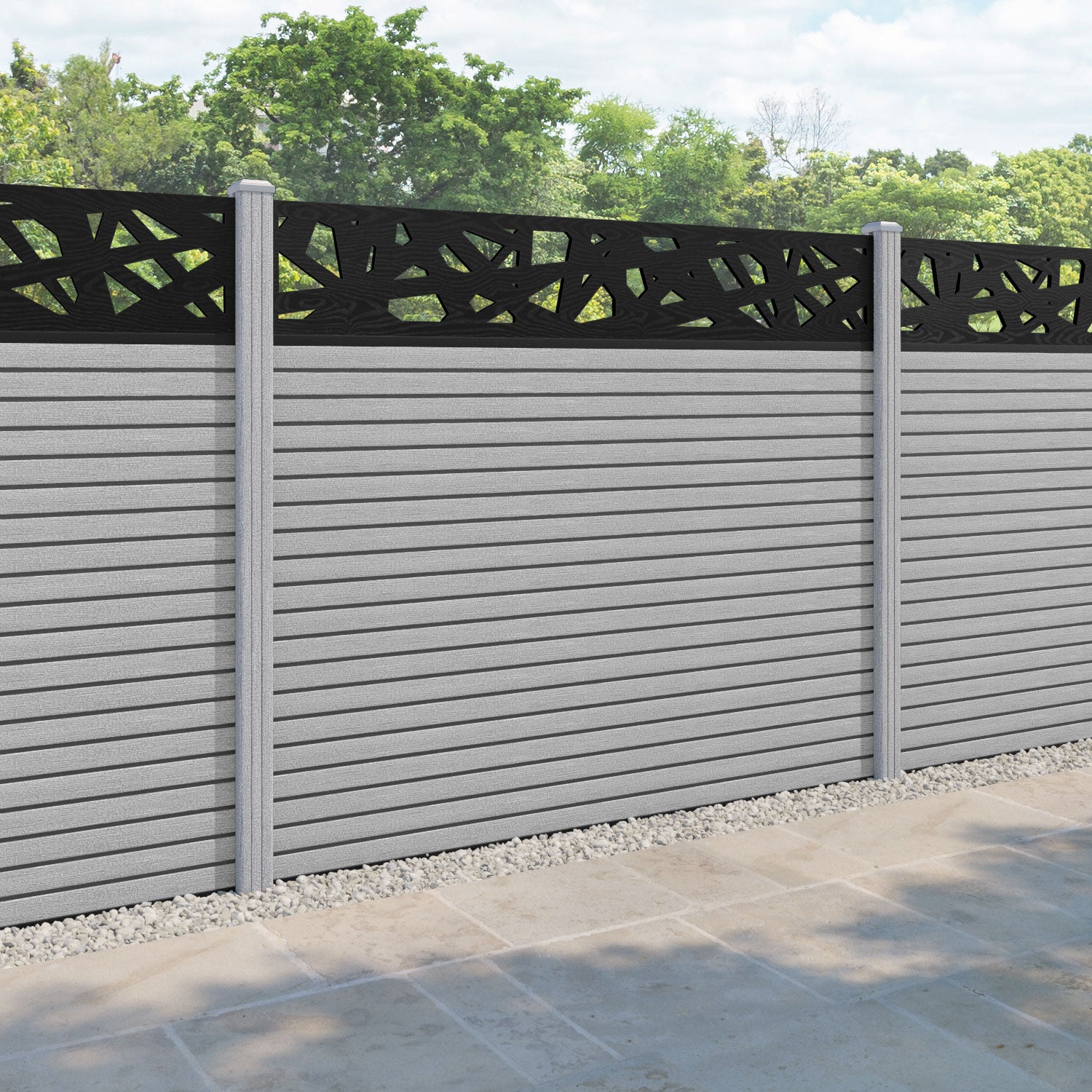 Hudson Prism Fence Panel - Light Grey - with our composite posts