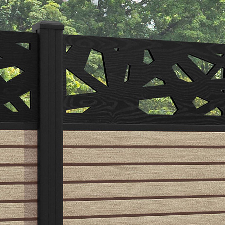 Hudson Prism Fence Panel - Light Oak - with our aluminium posts