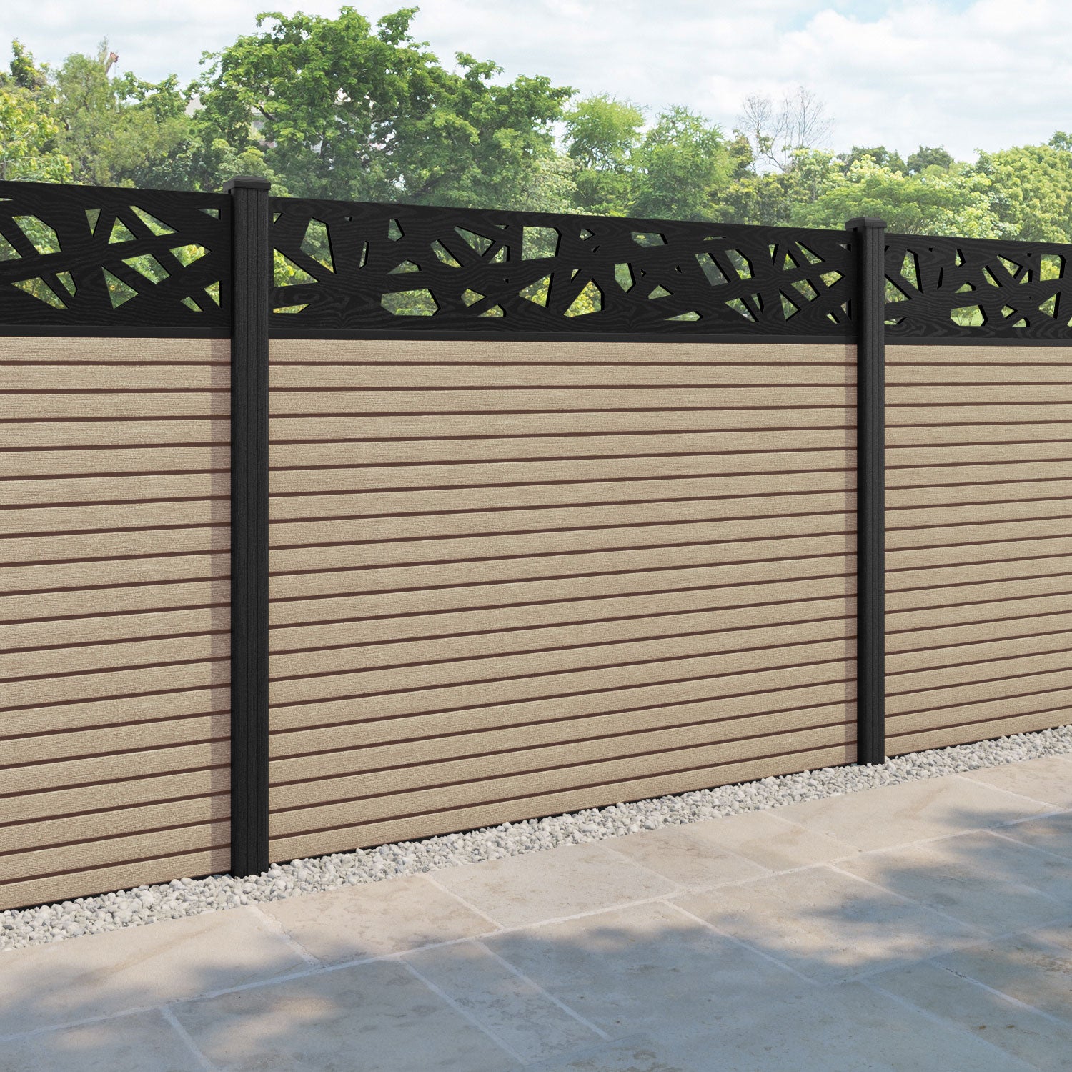 Hudson Prism Fence Panel - Light Oak - with our composite posts