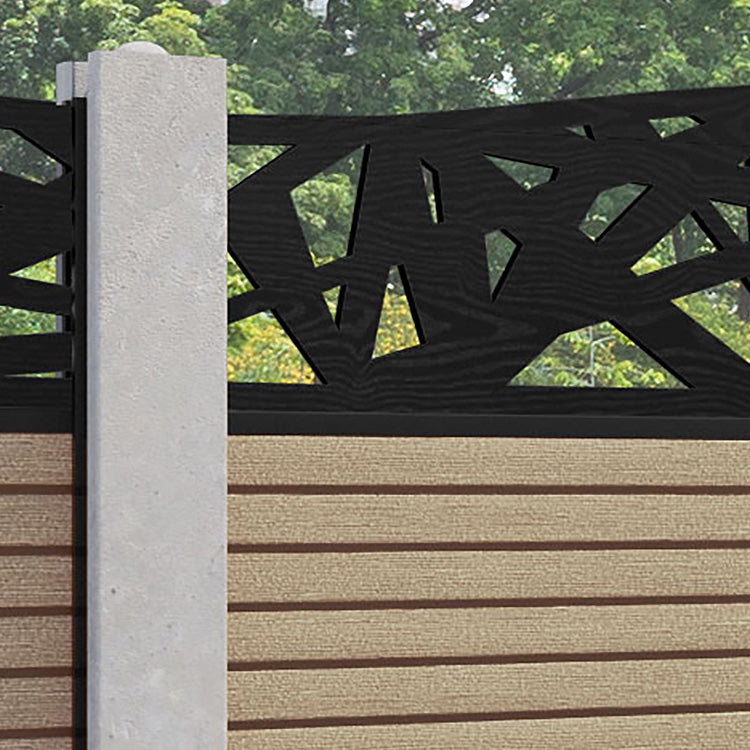 Hudson Prism Curved Top Fence Panel - Light Oak - for existing concrete posts