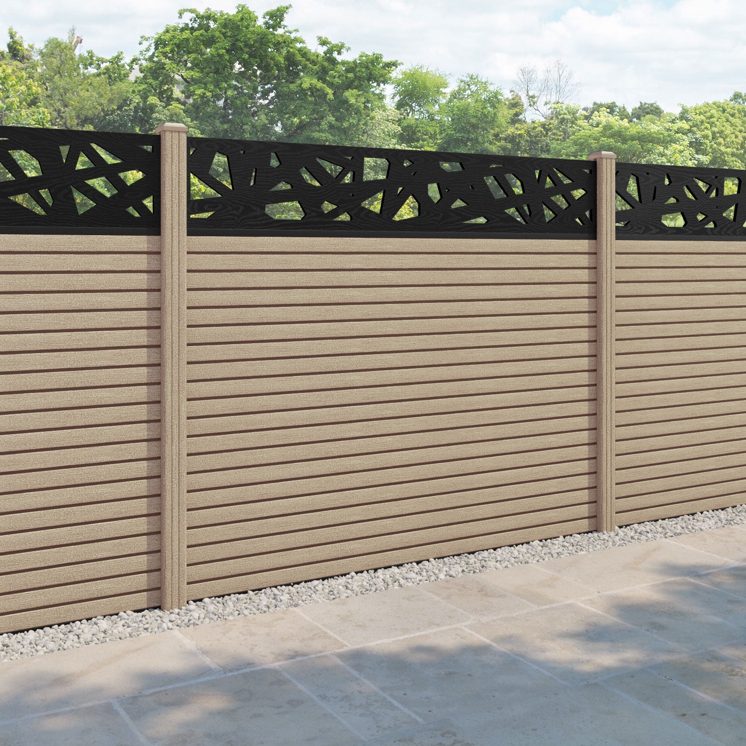 Hudson Prism Fence Panel - Light Oak - with our composite posts