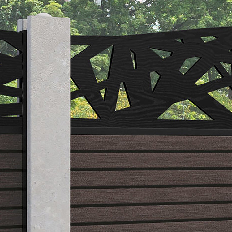 Hudson Prism Curved Top Fence Panel - Mid Brown - for existing concrete posts