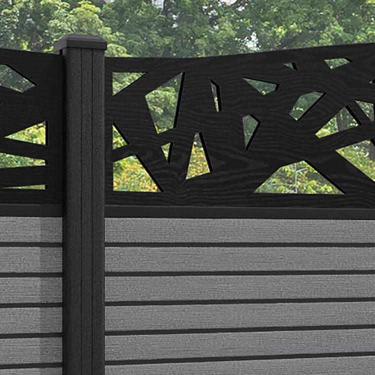 Hudson Prism Curved Top Fence Panel - Mid Grey - with our composite posts
