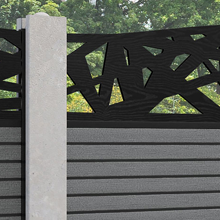 Hudson Prism Curved Top Fence Panel - Mid Grey - for existing concrete posts