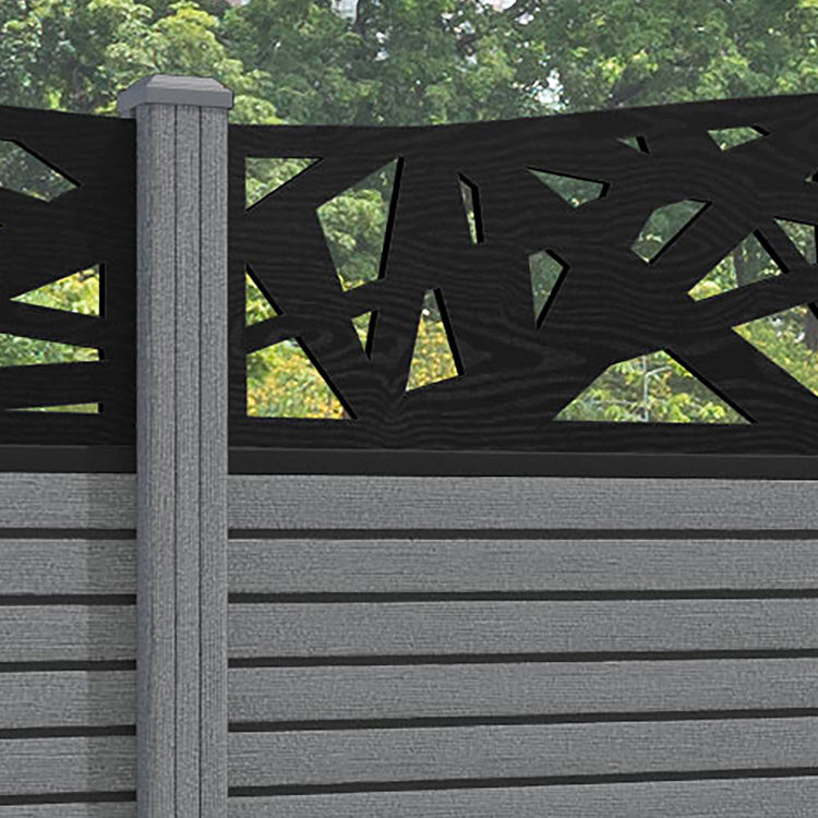 Hudson Prism Curved Top Fence Panel - Mid Grey - with our composite posts