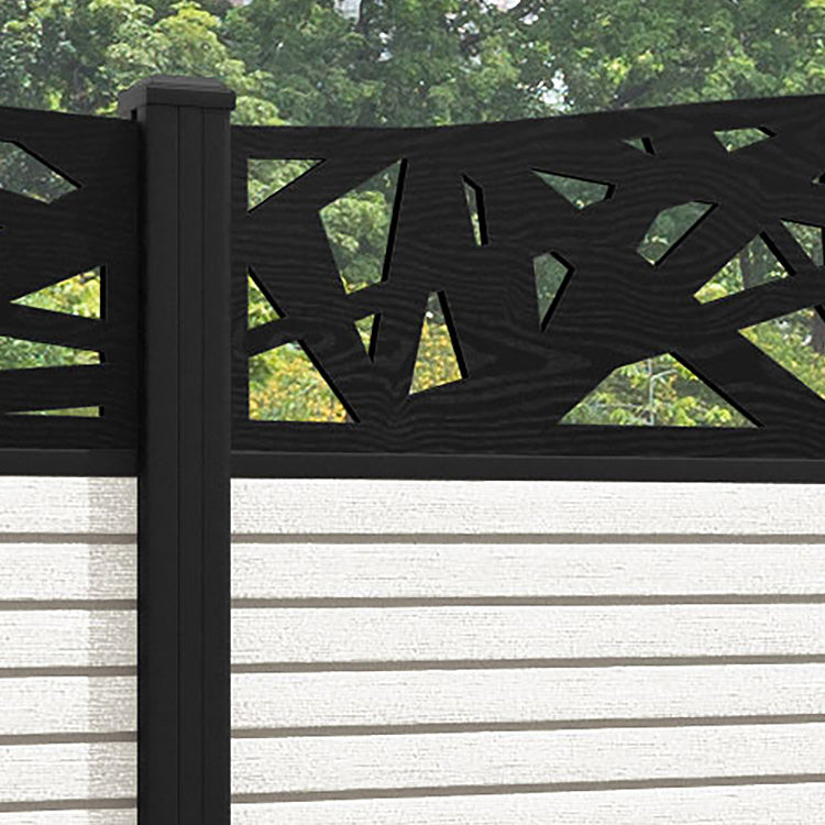 Hudson Prism Curved Top Fence Panel - Light Stone - with our aluminium posts