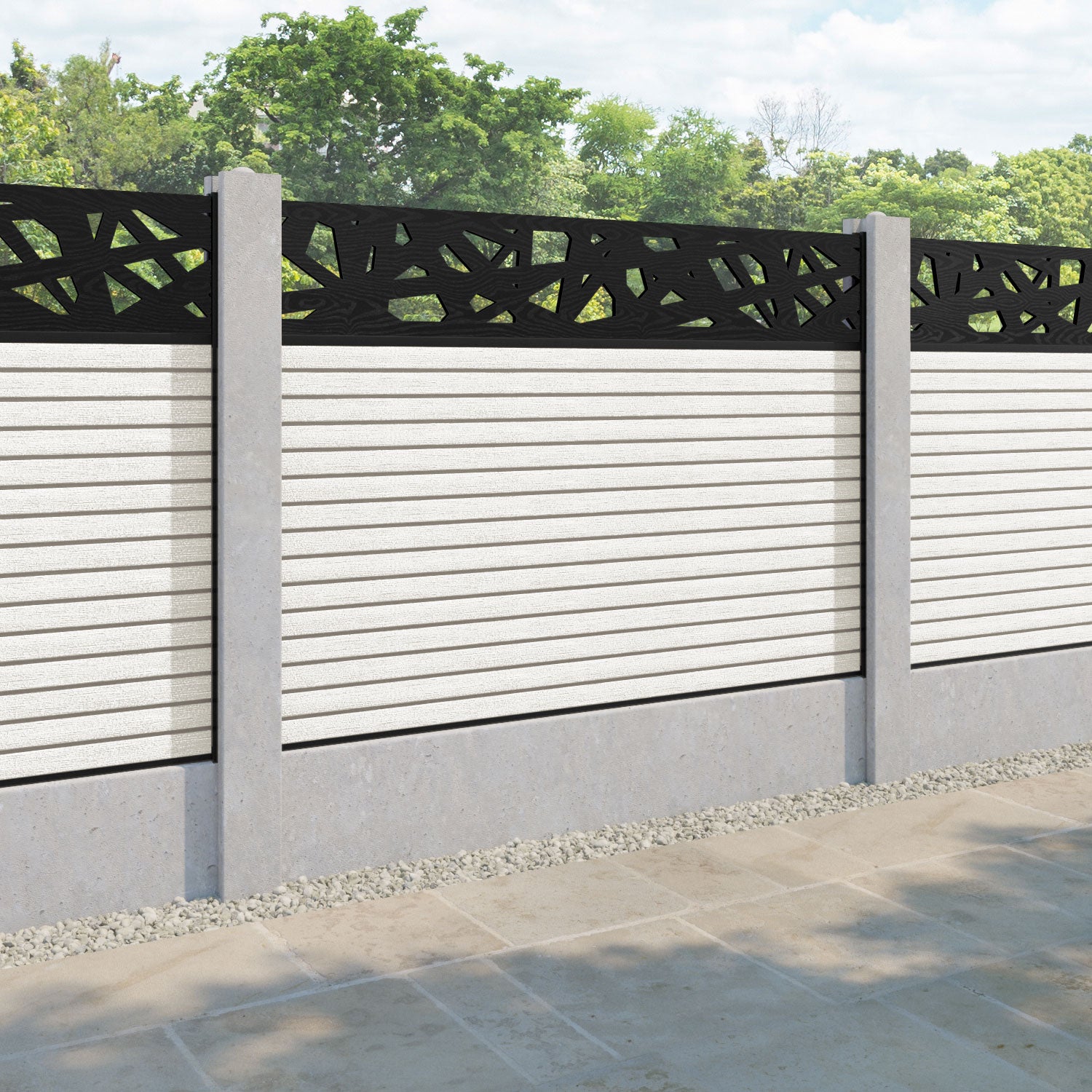 Hudson Prism Fence Panel - Light Stone - for existing concrete posts