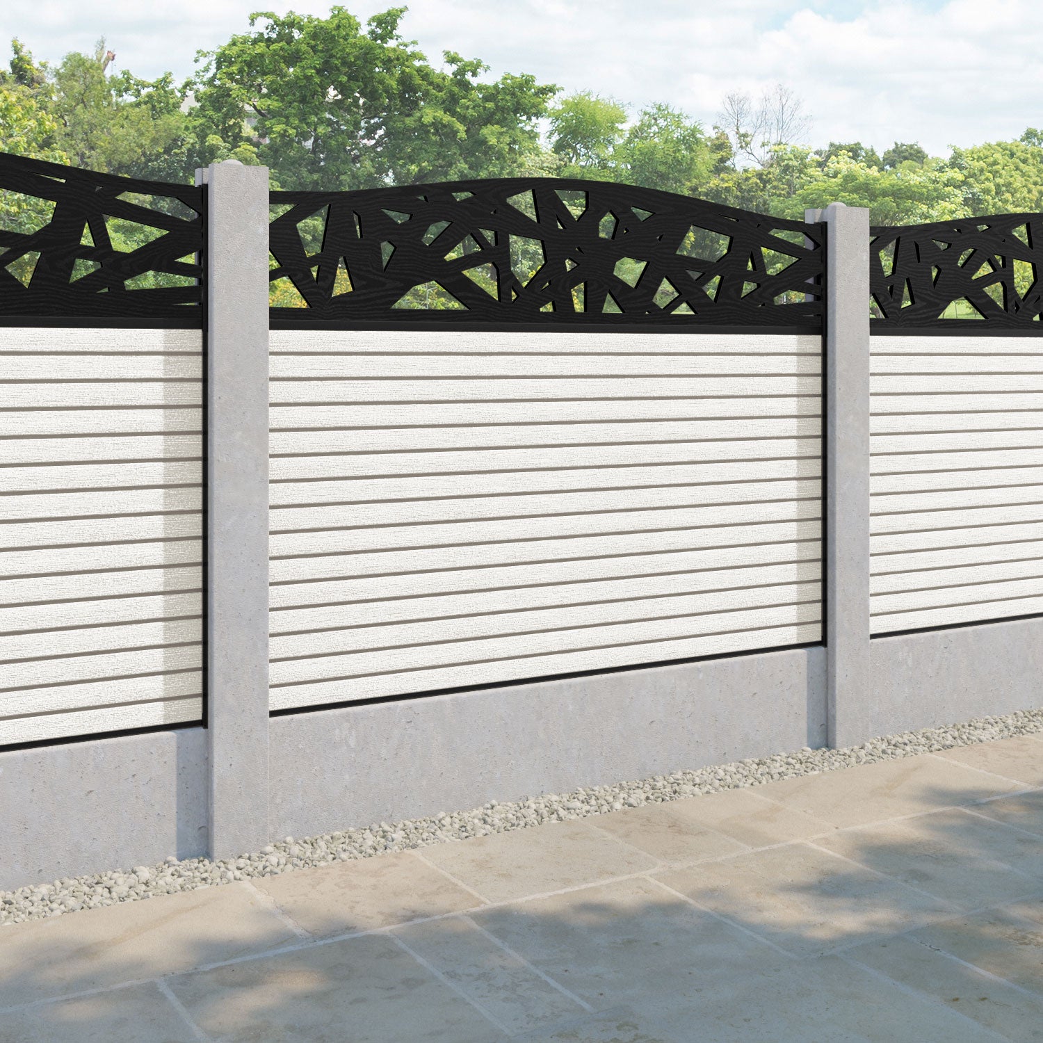 Hudson Prism Curved Top Fence Panel - Light Stone - for existing concrete posts