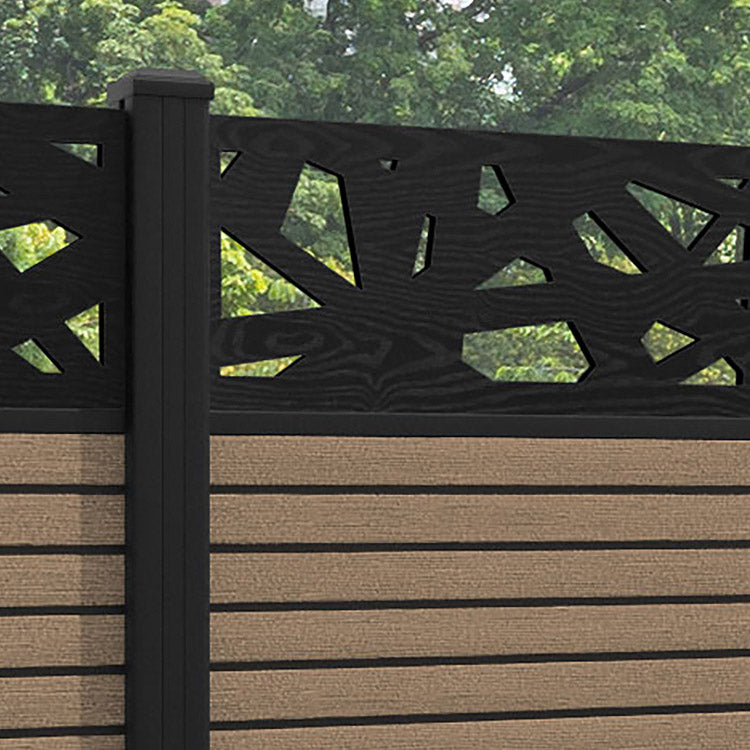 Hudson Prism Fence Panel - Teak - with our aluminium posts