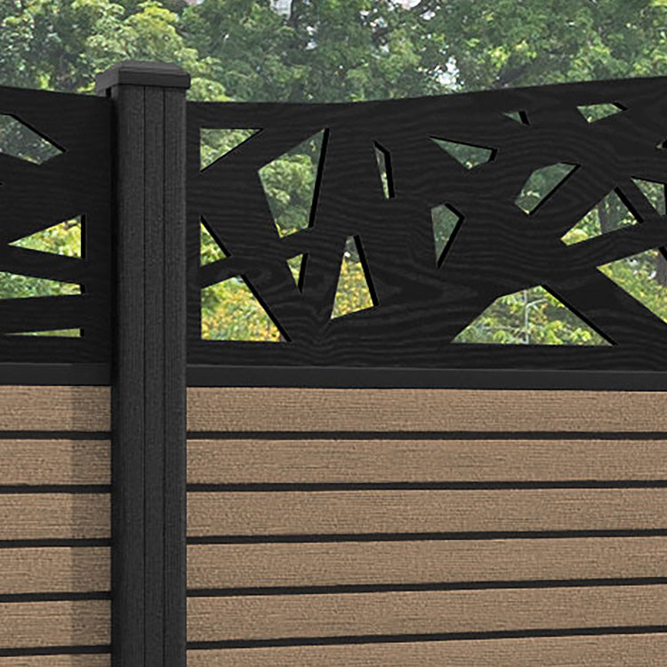 Hudson Prism Curved Top Fence Panel - Teak - with our composite posts