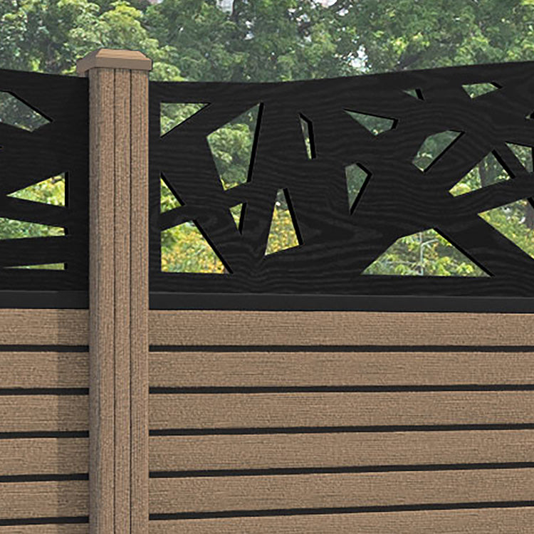 Hudson Prism Curved Top Fence Panel - Teak - with our composite posts