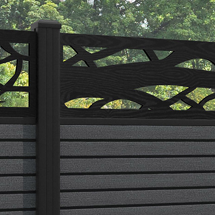 Hudson Twilight Fence Panel - Dark Grey - with our aluminium posts