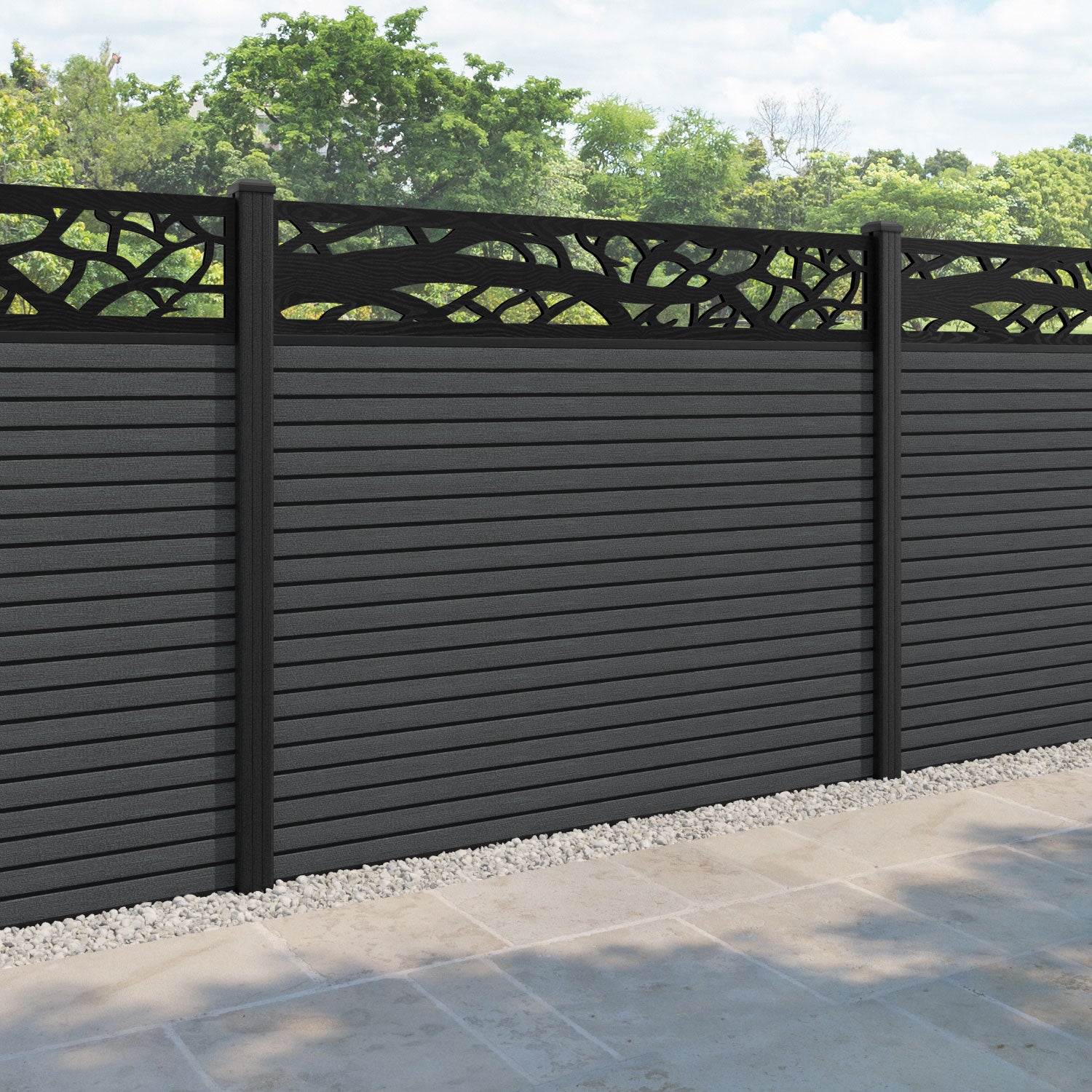 Hudson Twilight Fence Panel - Dark Grey - with our composite posts