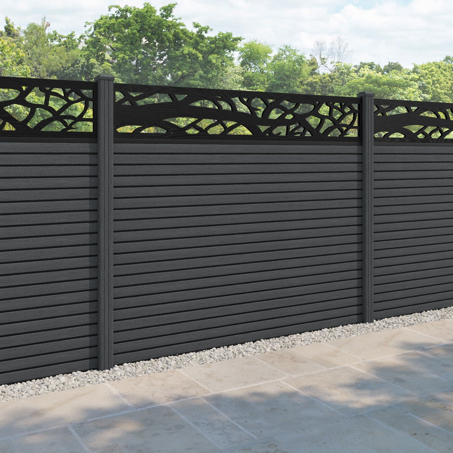 Hudson Twilight Fence Panel - Dark Grey - with our composite posts