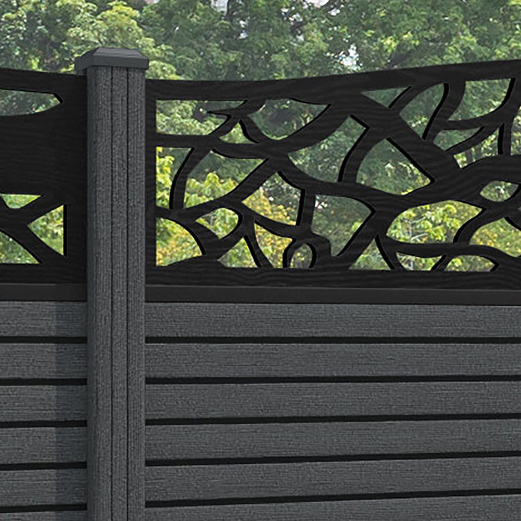 Hudson Twilight Curved Top Fence Panel - Dark Grey - with our composite posts