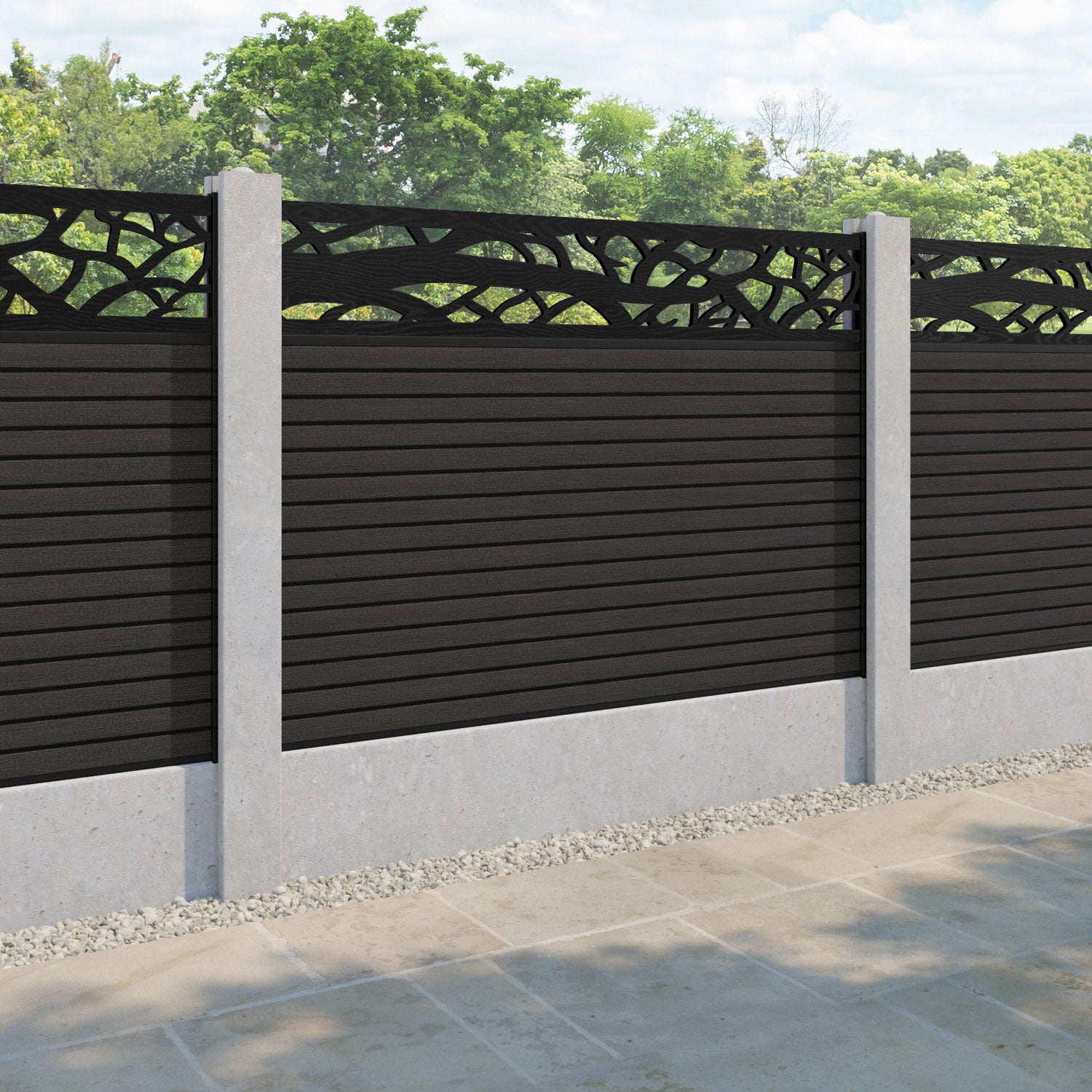Hudson Twilight Fence Panel - Dark Oak - for existing concrete posts