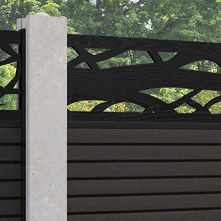Hudson Twilight Fence Panel - Dark Oak - for existing concrete posts