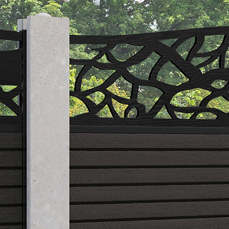 Hudson Twilight Curved Top Fence Panel - Dark Oak - for existing concrete posts