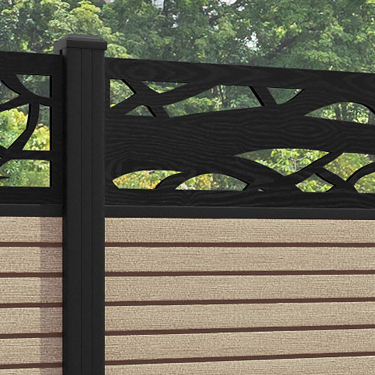 Hudson Twilight Fence Panel - Light Oak - with our aluminium posts