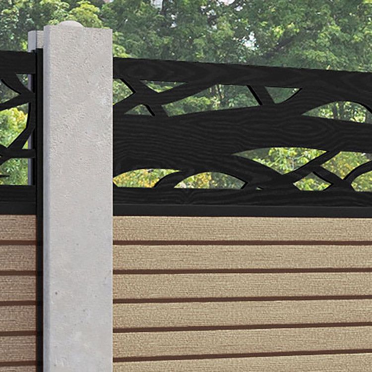 Hudson Twilight Fence Panel - Light Oak - for existing concrete posts