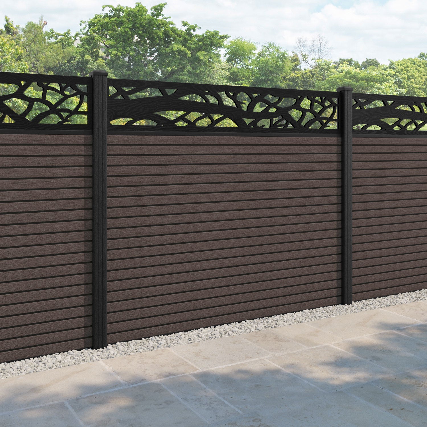 Hudson Twilight Fence Panel - Mid Brown - with our composite posts